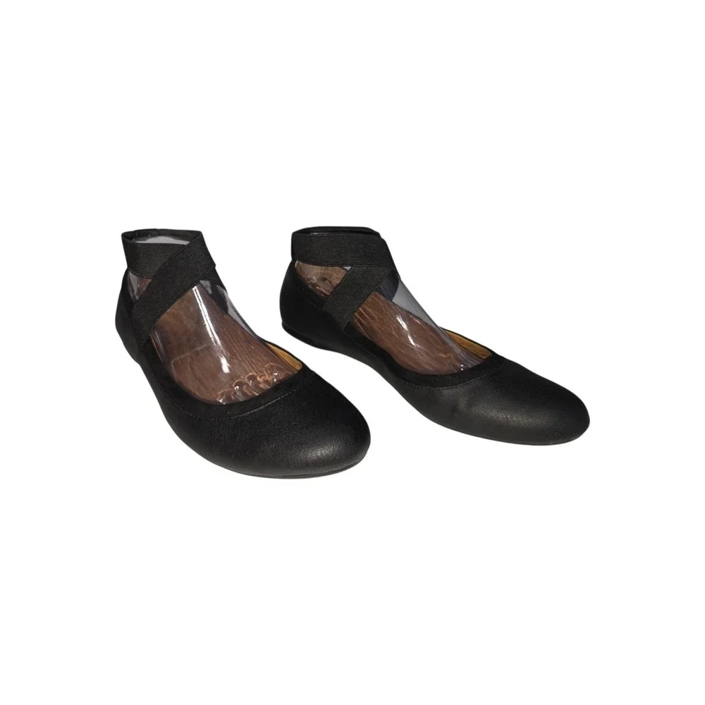 Style & Co Beaa Black Ankle Strap Ballet Flats Round Toe Shoes Womens 9
